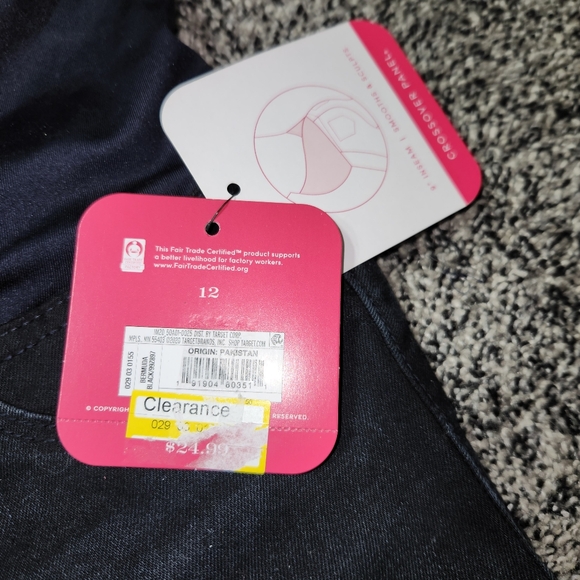 Isabel Maternity Bermuda Shorts Sz 12 Black Denim Crossover‎ Panel 9" Inseam Nwt - Picture 3 of 11